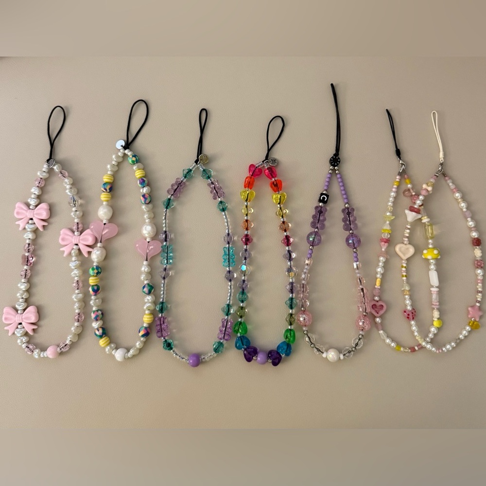 Bundle of 4 StringTing phone strap, 1 Casetify strap, and 2 handmade strap
